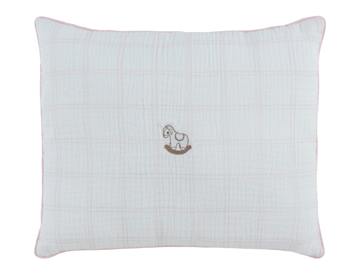 Whinny Plaid Throw Pillow - Pink