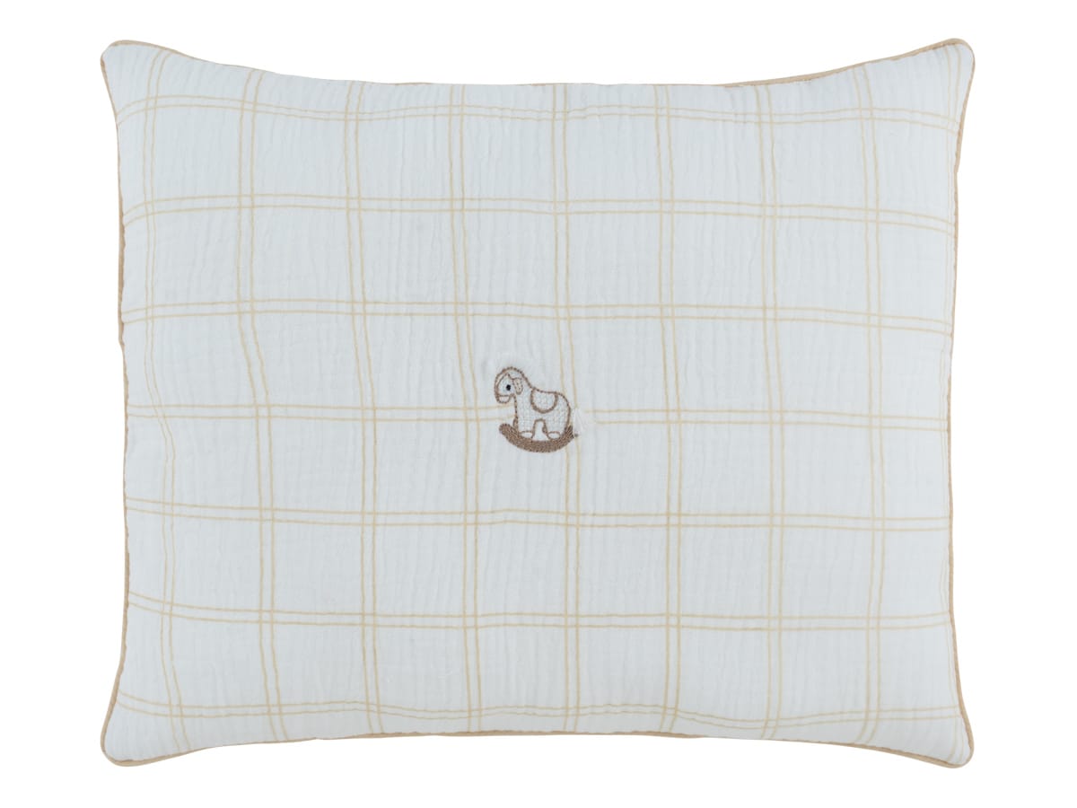 Whinny Plaid Throw Pillow - Stone