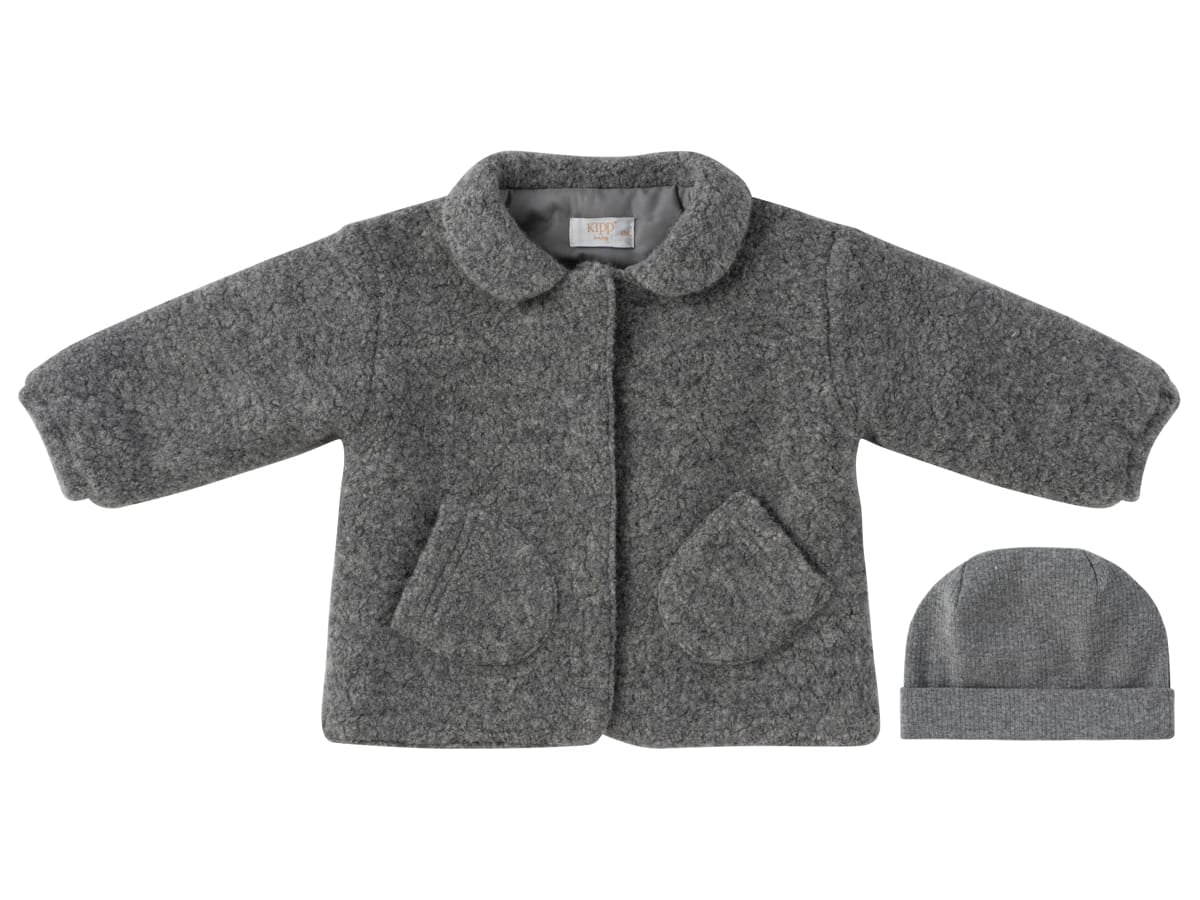 Petite Petal Sherpa Jacket & Hat - Grey