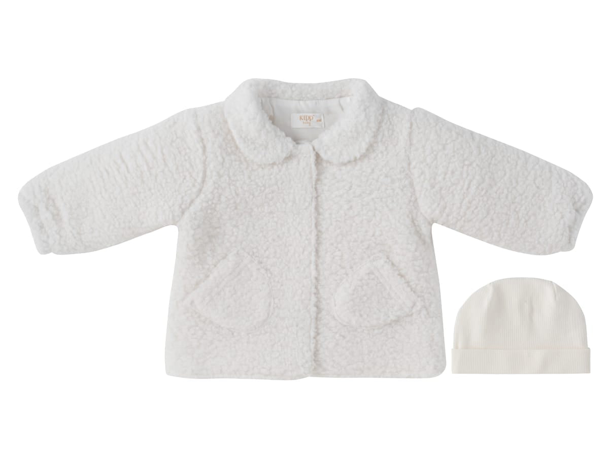 Petite Petal Sherpa Jacket & Hat - White