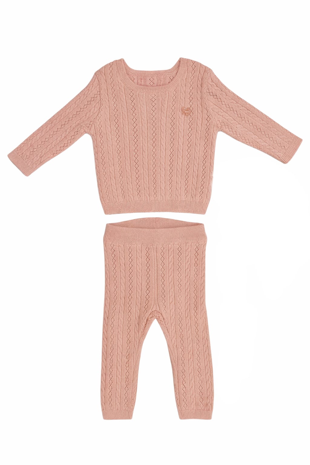 KB Pointelle Knit Set - Peach
