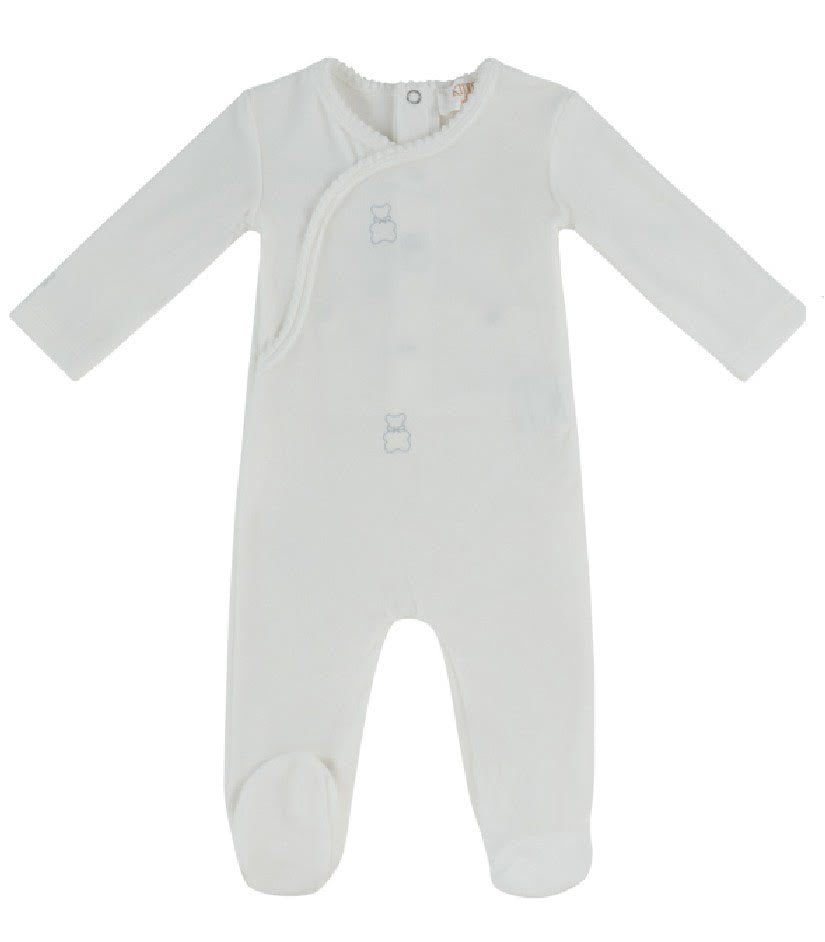 Petit Ours Pattern Footie - Blue