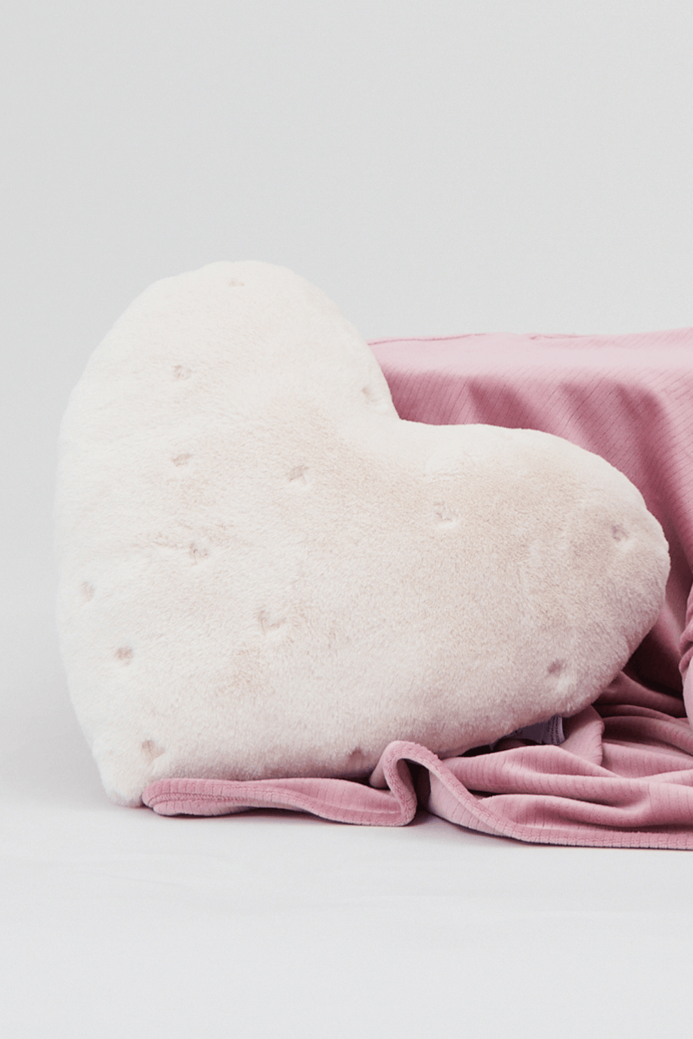Embroidered Heart Fur Pillow