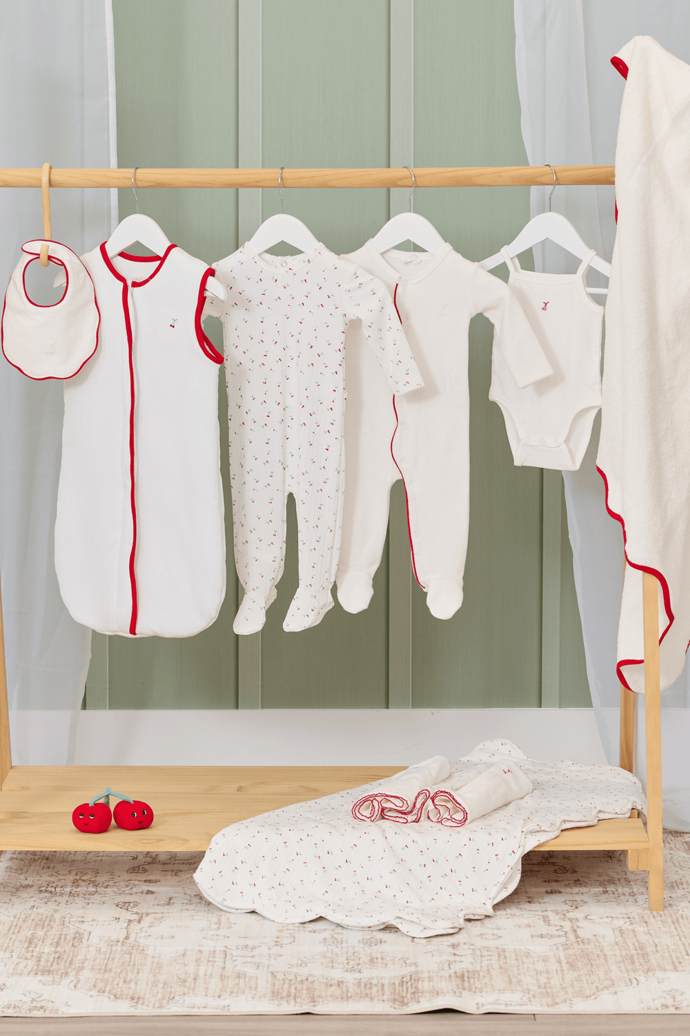 Scallop Terry Romper - Red